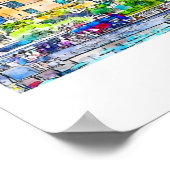 Amalfi Italië Reizen Waterverf Hand getekend Poster (Hoek)