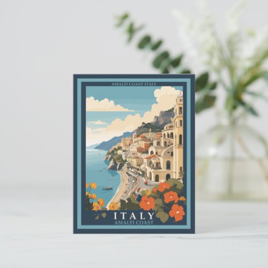 Amalfi Italië Retro Reizen  Briefkaart (Staand voorkant)