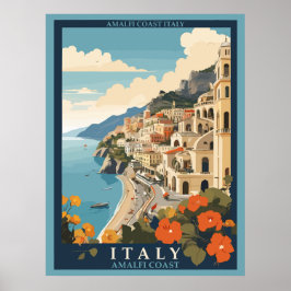 Amalfi Italië Retro Reizen  Poster