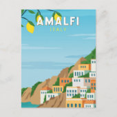 Amalfi Italië Retro Travel Art  Briefkaart (Voorkant)