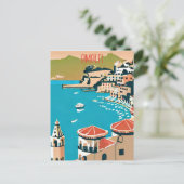 Amalfi Italië Retro Travel Art Briefkaart (Staand voorkant)