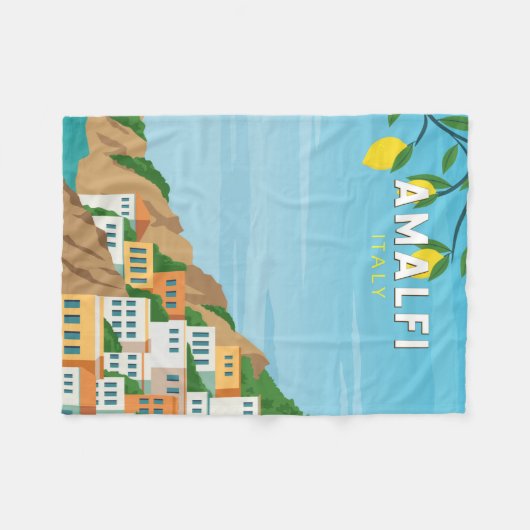 Amalfi Italië Retro Travel Art  Fleece Deken (Voorkant (Horizontaal))