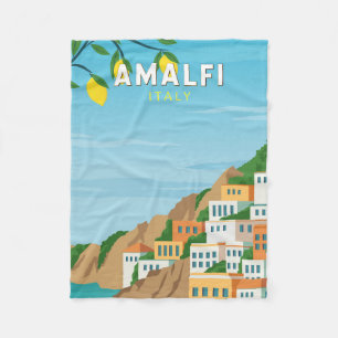 Amalfi Italië Retro Travel Art  Fleece Deken