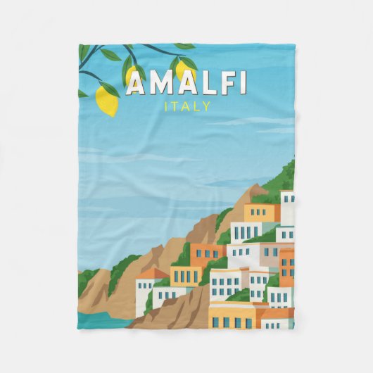 Amalfi Italië Retro Travel Art  Fleece Deken (Voorkant)