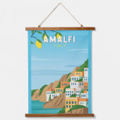 Amalfi Italië Retro Travel Art  Hangend Wandkleed (Voorkant)
