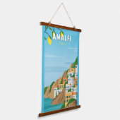 Amalfi Italië Retro Travel Art  Hangend Wandkleed (Gebogen)