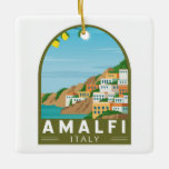 Amalfi Italië Retro Travel Art  Keramisch Ornament<br><div class="desc">Amalfi-vectorkunstontwerp. Amalfi is een stad in een dramatische natuurlijke omgeving onder steile kliffen aan de zuidwestkust van Italië.</div>