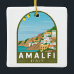 Amalfi Italië Retro Travel Art  Keramisch Ornament<br><div class="desc">Amalfi-vectorkunstontwerp. Amalfi is een stad in een dramatische natuurlijke omgeving onder steile kliffen aan de zuidwestkust van Italië.</div>