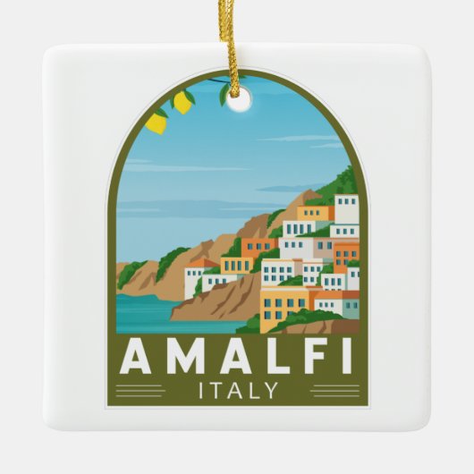 Amalfi Italië Retro Travel Art  Keramisch Ornament (Voorkant)