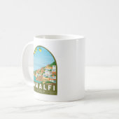 Amalfi Italië Retro Travel Art  Koffiemok (Voorkant links)