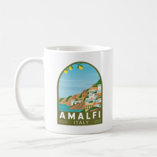 Amalfi Italië Retro Travel Art  Koffiemok (Links)