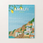Amalfi Italië Retro Travel Art  Legpuzzel<br><div class="desc">Amalfi-vectorkunstontwerp. Amalfi is een stad in een dramatische natuurlijke omgeving onder steile kliffen aan de zuidwestkust van Italië.</div>