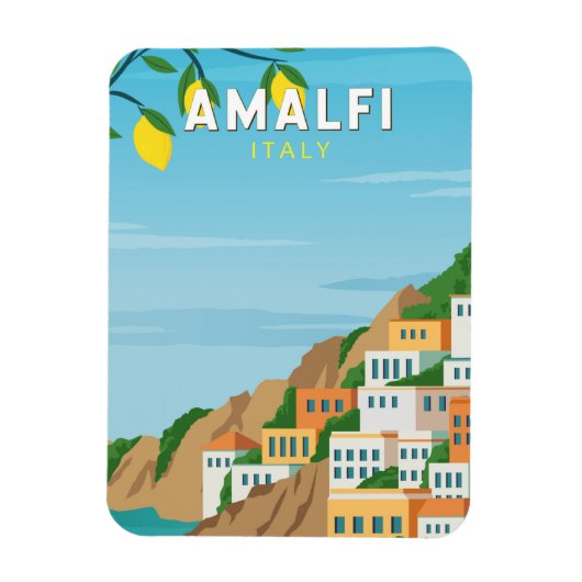 Amalfi Italië Retro Travel Art  Magneet (Verticaal)