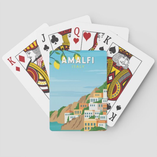 Amalfi Italië Retro Travel Art  Pokerkaarten (Achterkant)