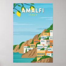 Amalfi Italië Retro Travel Art 