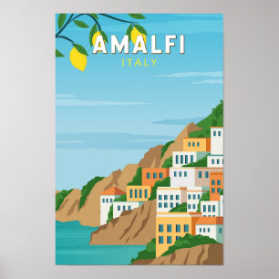 Amalfi Italië Retro Travel Art  Poster