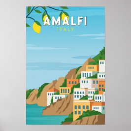Amalfi Italië Retro Travel Art Poster