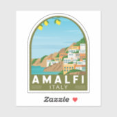 Amalfi Italië Retro Travel Art  Sticker (Vel)