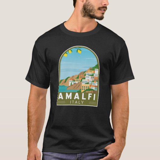 Amalfi Italië Retro Travel Art  T-shirt (Voorkant)