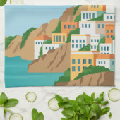 Amalfi Italië Retro Travel Art Theedoek (Gevouwen)