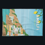 Amalfi Italië Retro Travel Art  Theedoek<br><div class="desc">Amalfi-vectorkunstontwerp. Amalfi is een stad in een dramatische natuurlijke omgeving onder steile kliffen aan de zuidwestkust van Italië.</div>