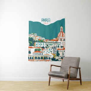 Amalfi Italië Retro Travel Art Wandkleed