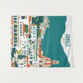 Amalfi Italië Retro Travel Art  Wandkleed (Voorkant (horizontaal))