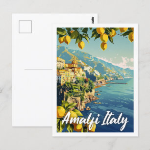 Amalfi Italië Vintage Beroemde Reisplaats Briefkaart