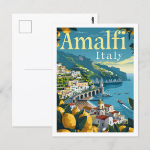 Amalfi Italië Vintage Beroemde Reisplaats Briefkaart