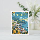 Amalfi Italië Vintage Beroemde Reisplaats Briefkaart (Staand voorkant)