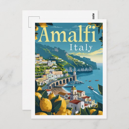 Amalfi Italië Vintage Beroemde Reisplaats Briefkaart (Voorkant / Achterkant)