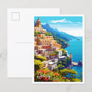 Amalfi Italië vintage reisillustratie Briefkaart