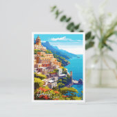 Amalfi Italië vintage reisillustratie Briefkaart (Staand voorkant)