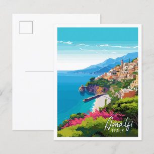 Amalfi Italië vintage reisillustratie Briefkaart
