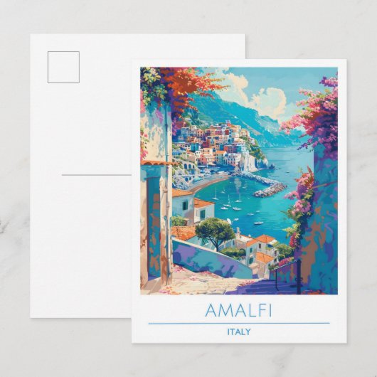 Amalfi Italië Vintage Travel Briefkaart (Voorkant / Achterkant)