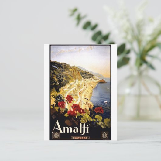 Amalfi Italië Vintage Travel Briefkaart (Staand voorkant)