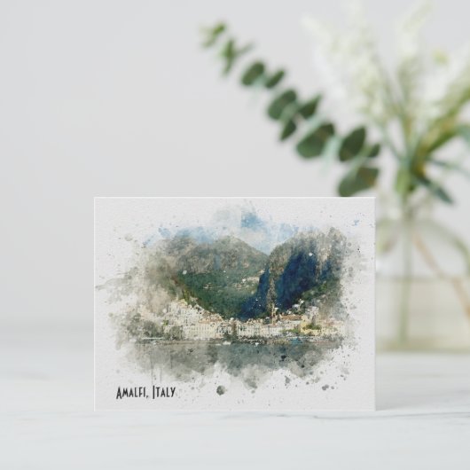 Amalfi Italië waterverf scène reisposter stijl Briefkaart (Staand voorkant)