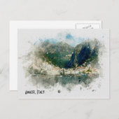 Amalfi Italië waterverf scène reisposter stijl Briefkaart (Voorkant / Achterkant)