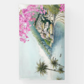 Amalfi-kust Aquarel Kunstprint Spandoek (Verticaal)