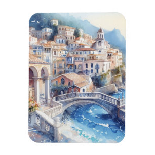 Amalfi-kust aquarel magneet
