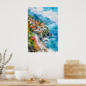 Amalfi-kust Aquarel Vintage Reisposter Ski Poster (Keuken)