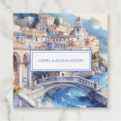 Amalfi Kust Blauwe Tegels Italië Gepersonaliseerde Bedankjes Labels (Achterkant)