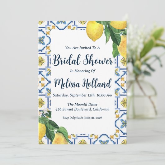 amalfi-kust bruidsfeest uitnodigingen (Staand voorkant)