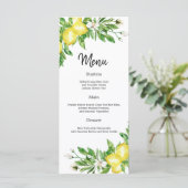 Amalfi kust citroen bloemen bruiloft Receptie menu (Staand voorkant)