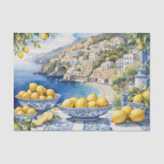 Amalfi-kust citroenen mediterraan uitzicht tissuepapier