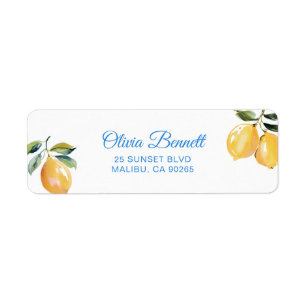 Amalfi-kust Citrus Citroen Retouradreslabel Etiket