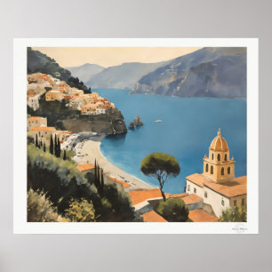 Amalfi Kust Dorpszicht Poster