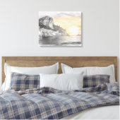 Amalfi-kust dorpszonsondergang tekening canvas afdruk (Insitu (Slaapkamer))
