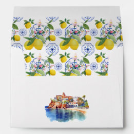 Amalfi-kust-huwelijk met Mediterraan citroenthema Envelop
