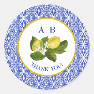 Amalfi-kust I Italiaanse citroen & blauwe tegel be Ronde Sticker